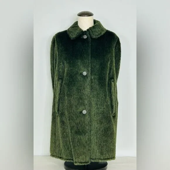 Mid-Century Europe Craft Wool Blend Faux Fur Cape with Arm Slits MEASUREMENTS